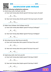 Multiplication Word Problems