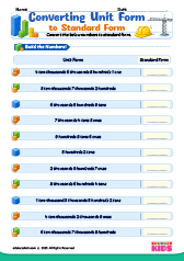 Converting Numbers Unit form to Standard Form