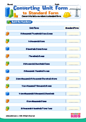Converting Numbers Unit form to Standard Form