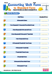 Converting Numbers Unit form to Standard Form