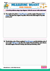 Measuring Weight Word Problems