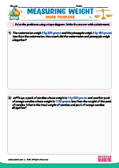Measuring Weight Word Problems