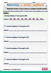 Multiples Of Whole Numbers