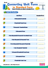 Converting Numbers Unit form to Standard Form