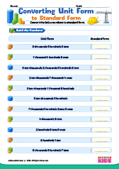 Converting Numbers Unit form to Standard Form